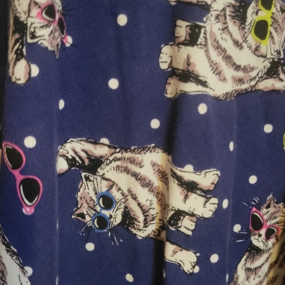 Full, Swing Skirt, Blue, Cats With Sunglasses, Pockets, XL - Picture 8 of 8